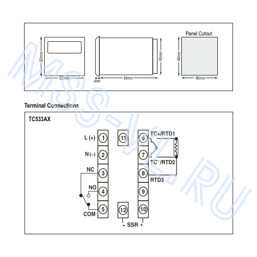 TC533BX Selec temperature controller 0-400°С 85-270V AC/DC 50/60Hz